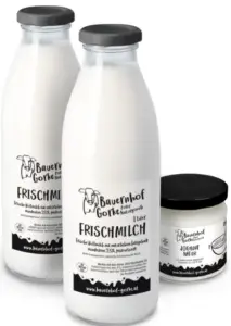 Flaschen mit Frischmilch